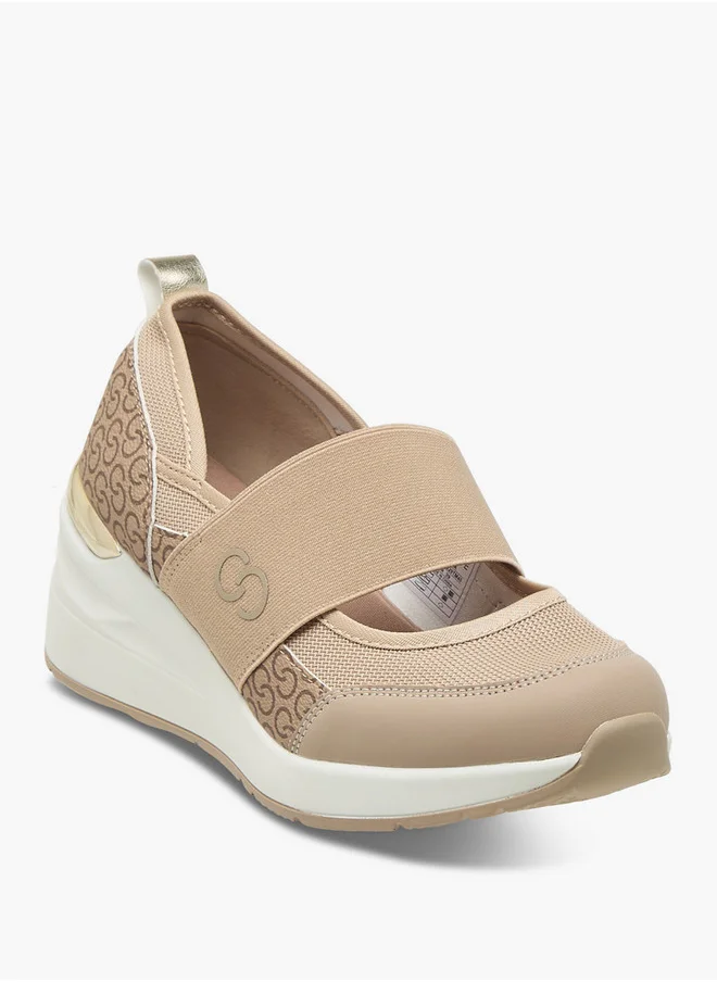 سيليست Women's Monogram Print Slip-On Sneakers with Wedge Heels