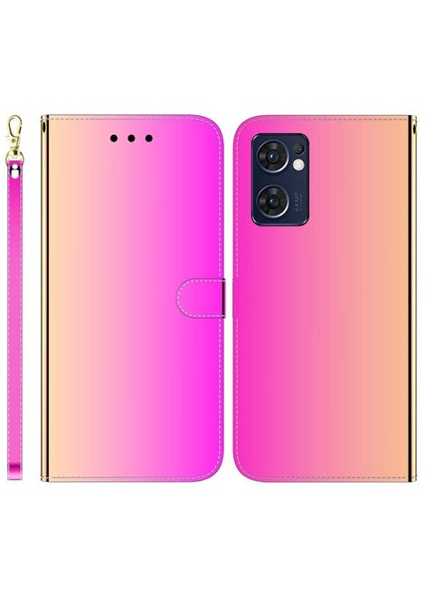 Case Cover For OPPO Reno7 5G Taiwan Version / Find X5 Lite Imitated Mirror Surface Horizontal Flip Leather Phone Case Gradient Color