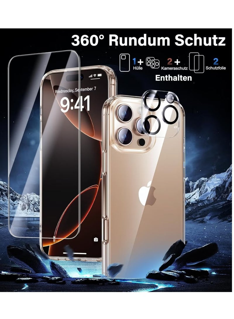 vesus iPhone 16 Pro Case, Clear Cover with 1Pcs Screen Protector 1Pcs Lens Protector,Cleaning Kit,Shockproof Case Military Grade Protection Bumper Case Cover for iPhone 16 Pro (Transparent) - Image 1