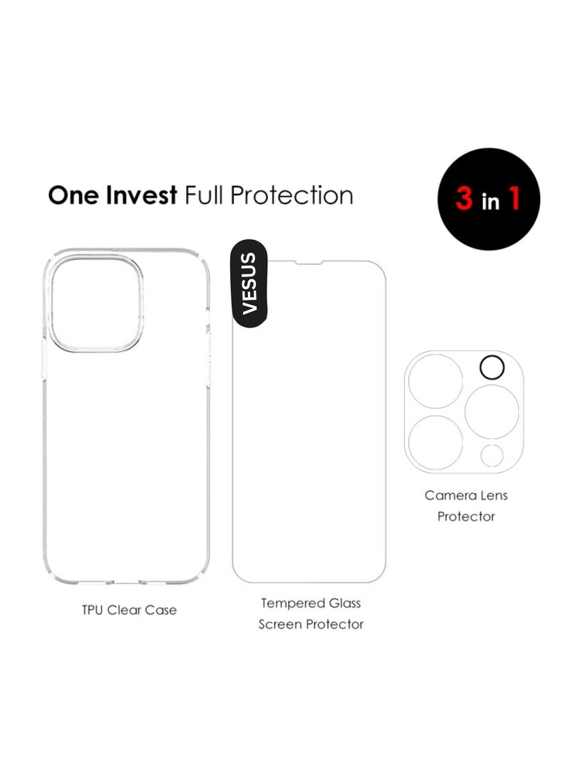 vesus iPhone 16 Pro Case, Clear Cover with 1Pcs Screen Protector 1Pcs Lens Protector,Cleaning Kit,Shockproof Case Military Grade Protection Bumper Case Cover for iPhone 16 Pro (Transparent) - Image 3