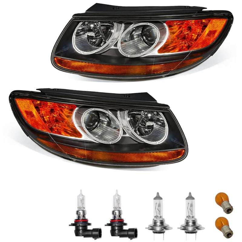TODO Headlights Assembly Compatible with Hyundai Santa Fe 2007 2008 2009, Headlights Assembly w/Bulbs Driver and Passenger Side (LH&RH) Headlamps Replacement Santa Fe 07-09 - Image 3