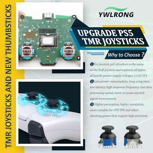 YWLRONG 2Pack Joysticks for PS5 TMR Electromagnetic Joystick Replacement for Sony Playstation 5 PS5 Controller Anti-Drift Sticks with Thumbstick Accessories Parts with Repair Tools - Image 3