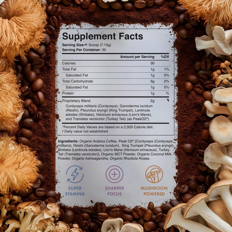 Organic Prism Potion Day Spectrum v1.0 Mushroom Fitness Coffee | Focus, Power, Endurance, Recovery | Cordyceps, Reishi, King Trumpet, Shiitake, Lion’s Mane, Turkey Tail, & Arabica Coffee | 30 Servings - Image 2