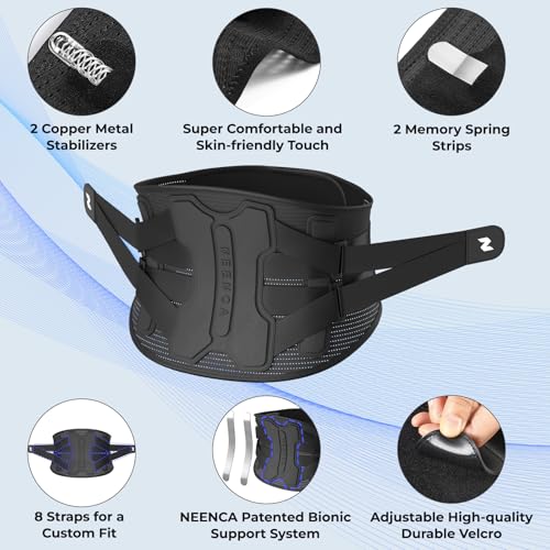 NEENCA Back Brace for Lower Back Pain Relief with Bionic Support System Lumbar Support Belt for WomenMen with Lumbar Pad Breathable 3D Knit Fabric for Herniated Disc Sciatica Scoliosis Black - Image 5