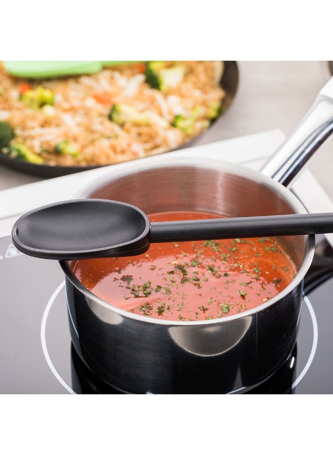 Restaurantware ملعقة طهي مت لوكس 12 بوصة، ملعقة خلط عالية الحرارة - مقاومة للحرارة، مثالية للأواني غير اللاصقة، ملعقة مطبخ نايلون سوداء، للخبز، الخلط، التحريك، السكب، أو التقديم - Image 3