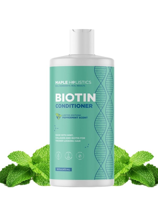 مايبل هوليستكس بلسم البيوتين المكثف للشعر الناعم - علاج للشعر الجاف والتالف والعناية بالشعر الخفيف - بلسم خالٍ من الكبريتات والبارابين والسيليكون - 16 أونصة سائلة - نعناع - Image 1
