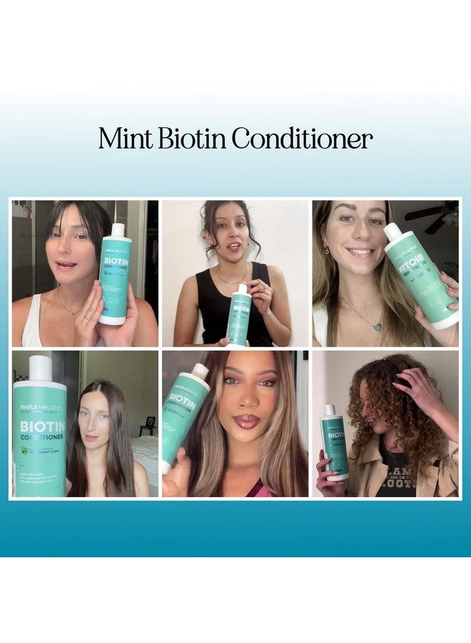 مايبل هوليستكس بلسم البيوتين المكثف للشعر الناعم - علاج للشعر الجاف والتالف والعناية بالشعر الخفيف - بلسم خالٍ من الكبريتات والبارابين والسيليكون - 16 أونصة سائلة - نعناع - Image 2