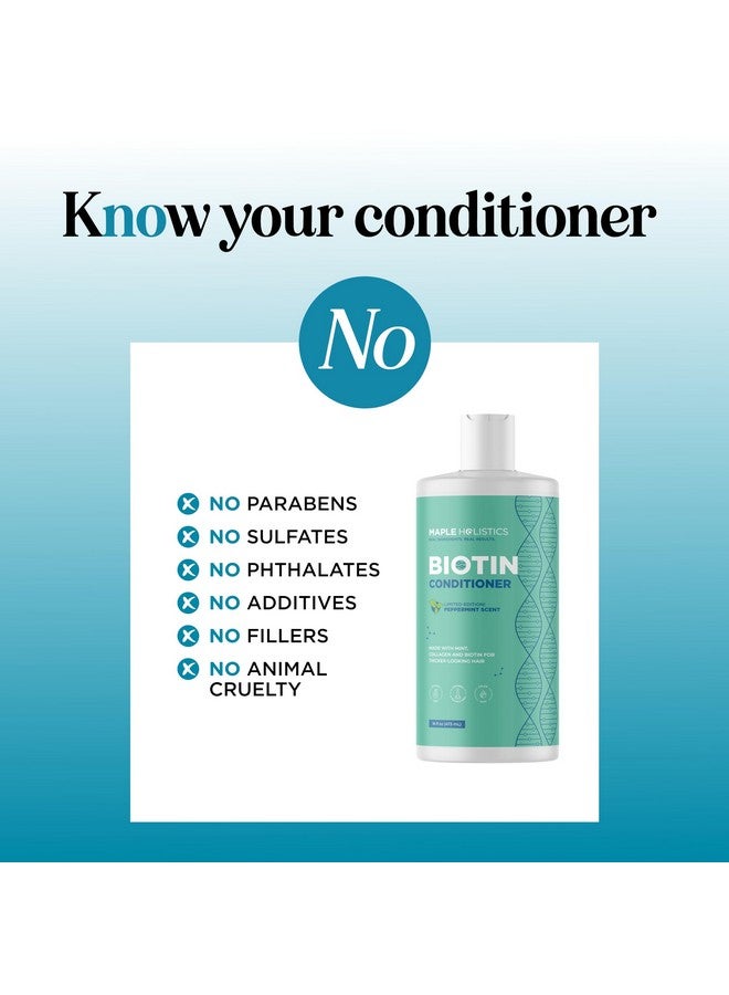 مايبل هوليستكس بلسم البيوتين المكثف للشعر الناعم - علاج للشعر الجاف والتالف والعناية بالشعر الخفيف - بلسم خالٍ من الكبريتات والبارابين والسيليكون - 16 أونصة سائلة - نعناع - Image 4