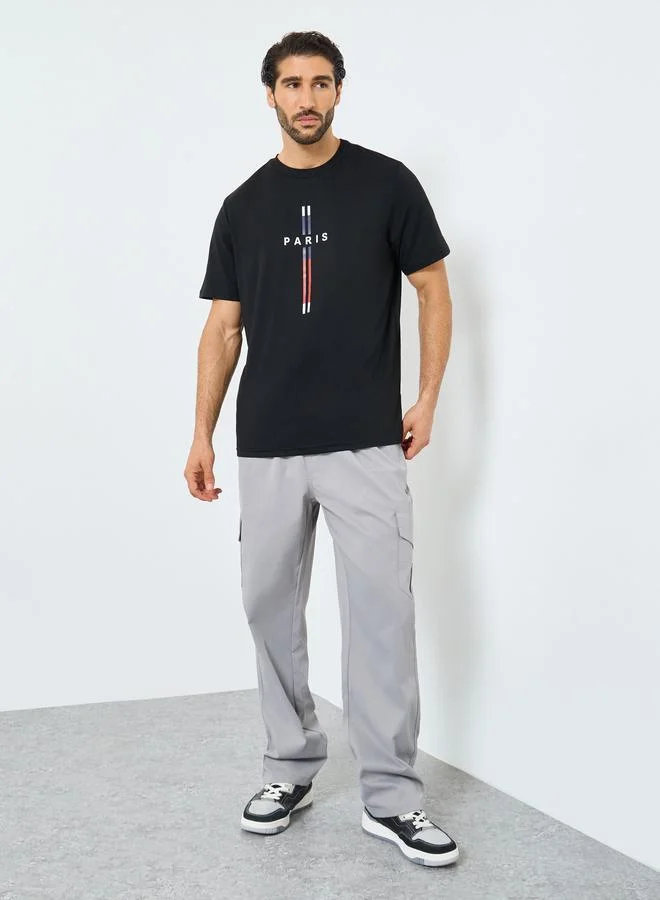 Take Two Take Two Black Graphic Print Round Neck T-Shirt