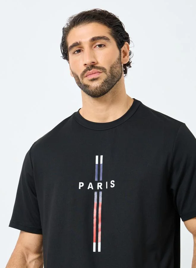 Take Two Take Two Black Graphic Print Round Neck T-Shirt