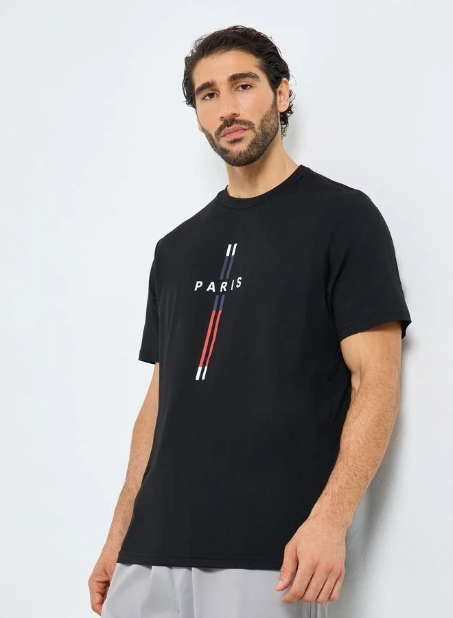 Take Two Black Graphic Print Round Neck T-Shirt