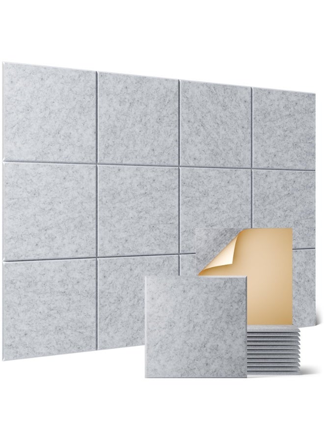 XiuWoo 12 Pack Acoustic Wall Panels with Self-Adhesive,12X12 X0.4 inch/30X30X1cm Sound Proof Foam Panels, Decorative Soundproof Wall Panels, Sound Proof Absorbing Tiles for Home Offices, Silver Gray - Image 1