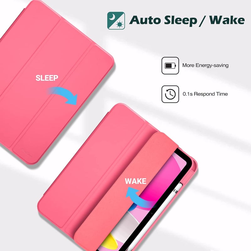 Procases For Ipad A16 11Th Generation 11 Inch 2025/10Th Generation 10.9 Inch 2022 Case With Pencil Holder, Hybrid Ipad 11 10 Case With Clear Back, Supports Auto Wake/Sleep -Pink - Image 5
