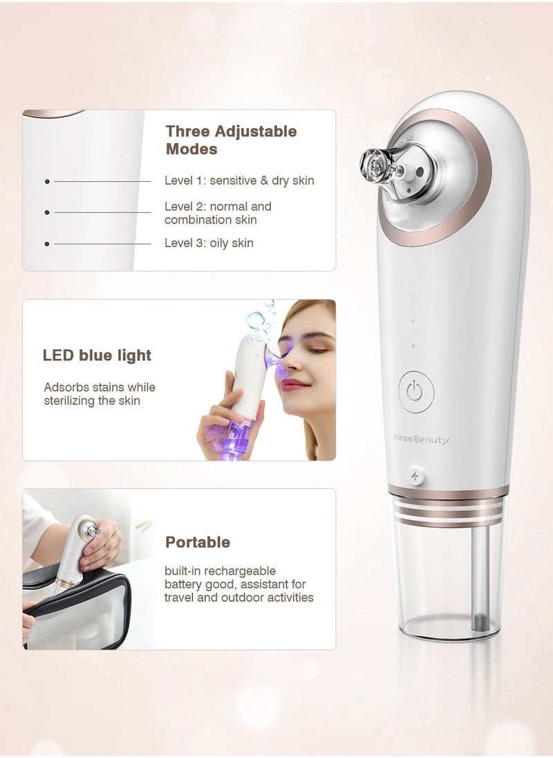 KinseiBeauty - Blackhead Remover Vacuum, Facial Pore Cleaner, Electric Acne Comedone Extraction Whitehead Blackhead Tool with 4 Removable Suction Head for Women - Image 1