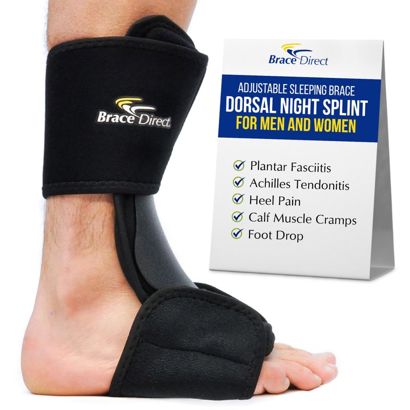 Brace Direct Dorsal Night Splint â€“ Adjustable Sleeping Brace for Plantar Fasciitis, Achilles Tendonitis & Drop Foot, Heel & Arch Pain Relief, Size S-M (US Shoe Men 5-8 / Women 6-9) - Image 1