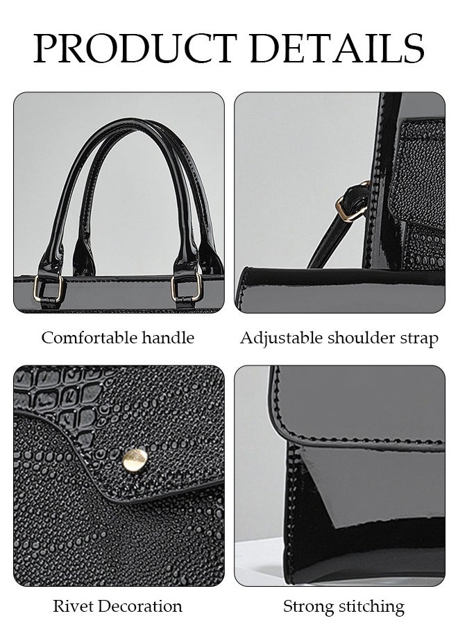 DUNISO 3PCS Women's Fashion Hand Bag Faux Leather Tote Purse and Wallet Set For Women Large Capacity Shoulder Satchel Bags Fashionable Travel Crossbody Bag For Ladies  - Image 3