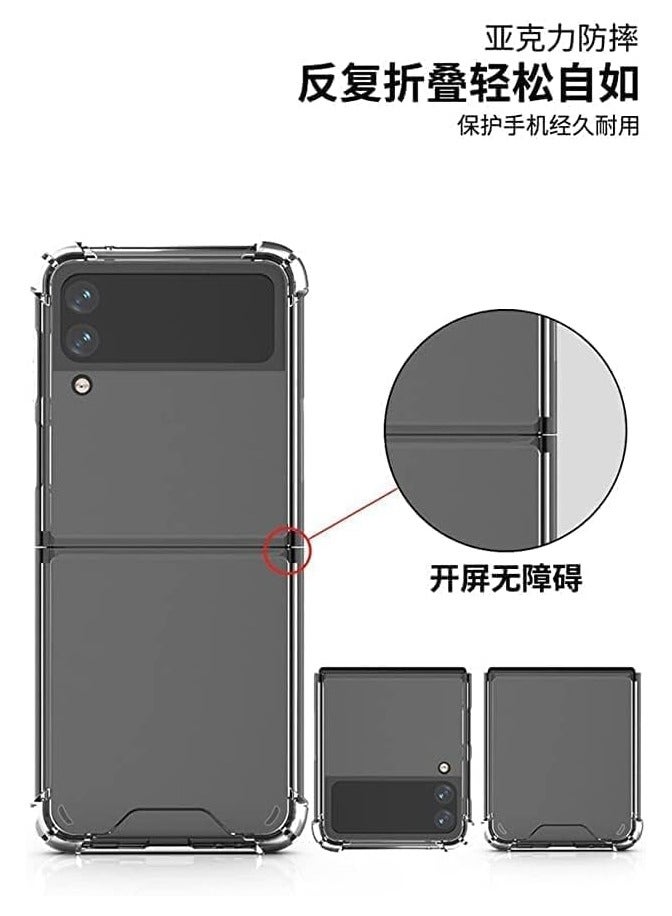 Atouchbo For Samsung Galaxy Z Filp 4 Acrylic Back Case with Edges Cover Full Camera Protector - Transparent - Image 4