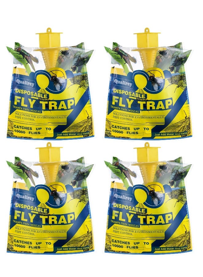 Generic Fly Traps Outdoor Hanging, 4 Natural Pre-Baited Fly Hunter Stable Horse Ranch Fly Trap, Mosquito Fly Bags Outdoor Disposable Catchers Killer Repellent for Barn Farm Patio & Camping - Image 1