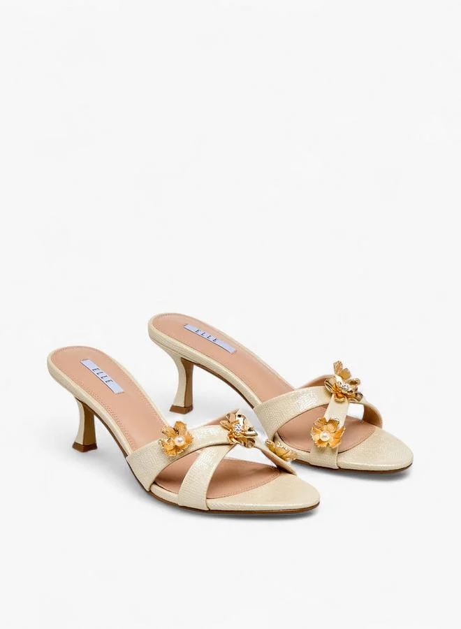 ELLE Women Floral Embellished Cross Strap Sandals