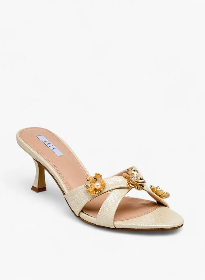 ELLE Women Floral Embellished Cross Strap Sandals