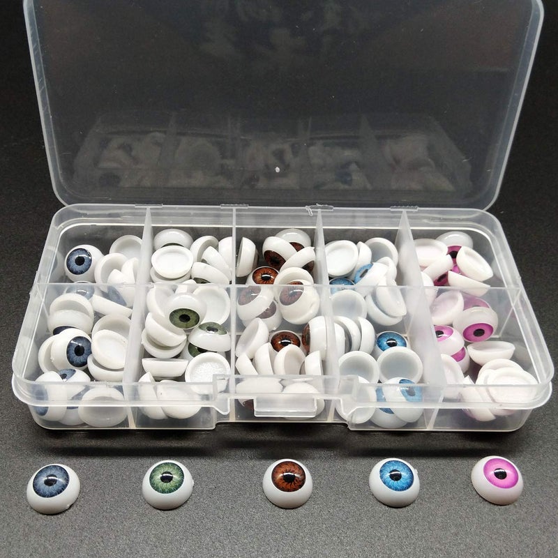 TIHOOD 100pcs/box 12mm Doll Eyeballs Half Round Acrylic Eyes for DIY Doll Bear Crafts Halloween - Image 4