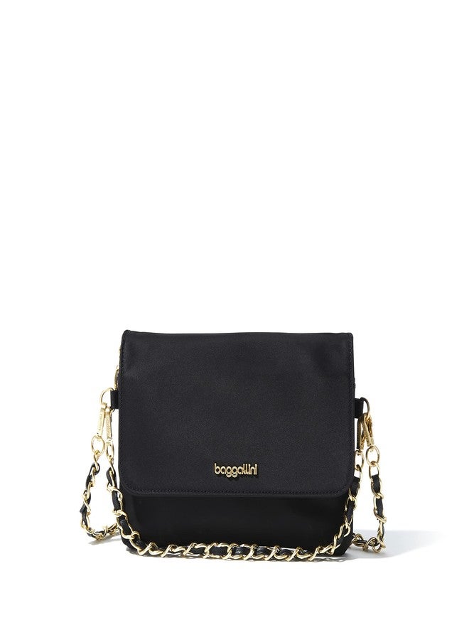 Baggallini Womens Flap Crossbody With Chain, Black W/Gold Hardware, One Size US - Image 1