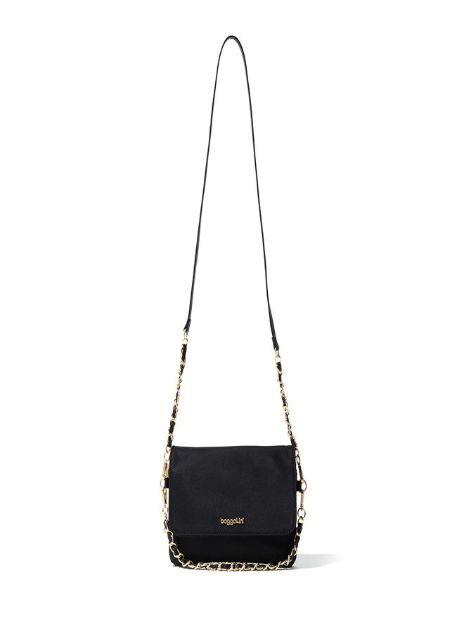 Baggallini Womens Flap Crossbody With Chain, Black W/Gold Hardware, One Size US - Image 5