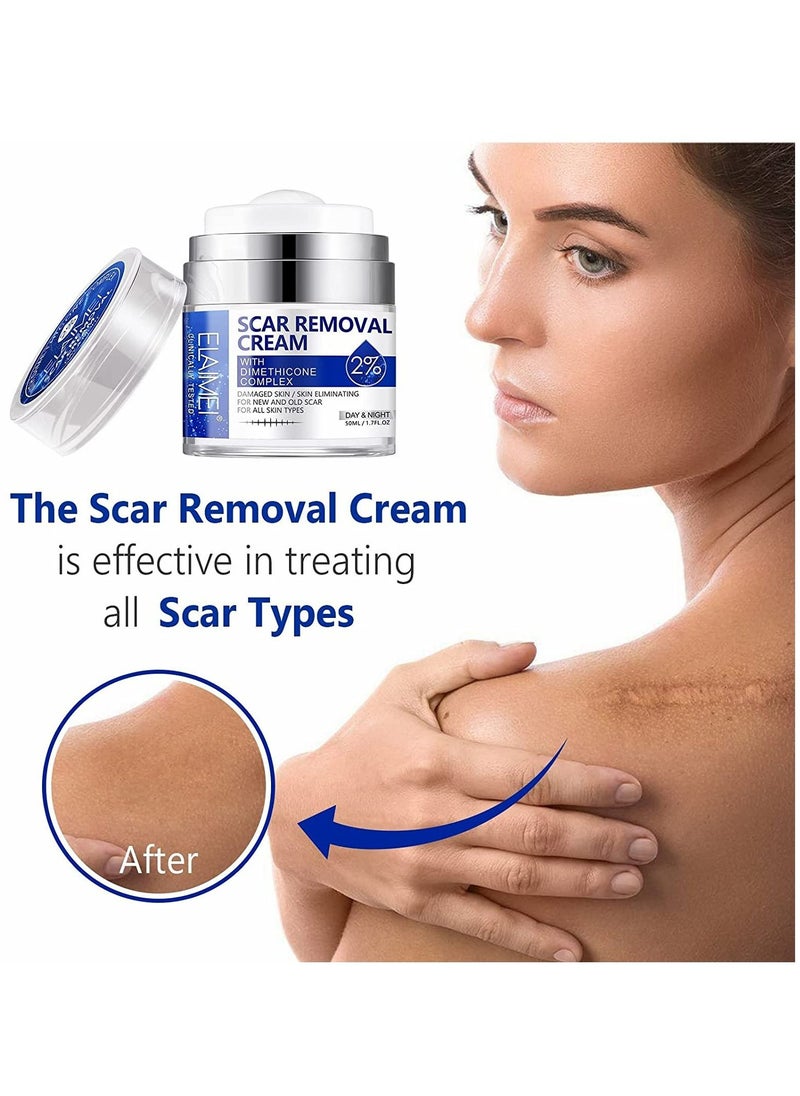 Elaimei - Scar And Stretch Mark Removal Cream For With Dimethicone Complex Added 100% Retinol Free Scar From Damaged Skin & New + Old Scar Removal Treatment Natural Skin Repairing Factors Unisex (50ml) - Image 1
