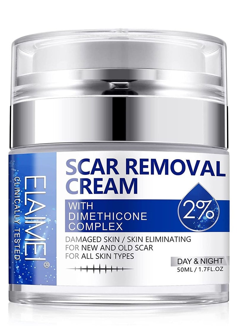 Elaimei - Scar And Stretch Mark Removal Cream For With Dimethicone Complex Added 100% Retinol Free Scar From Damaged Skin & New + Old Scar Removal Treatment Natural Skin Repairing Factors Unisex (50ml) - Image 1