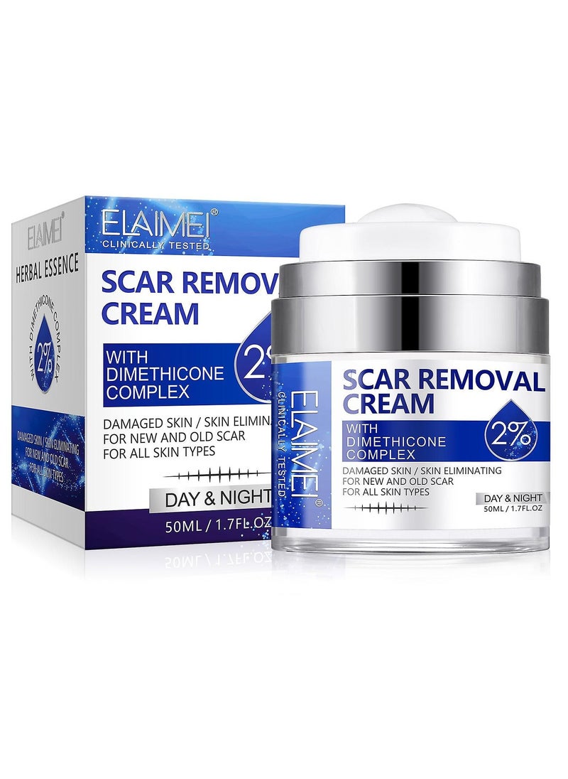 Elaimei - Scar And Stretch Mark Removal Cream For With Dimethicone Complex Added 100% Retinol Free Scar From Damaged Skin & New + Old Scar Removal Treatment Natural Skin Repairing Factors Unisex (50ml) - Image 1