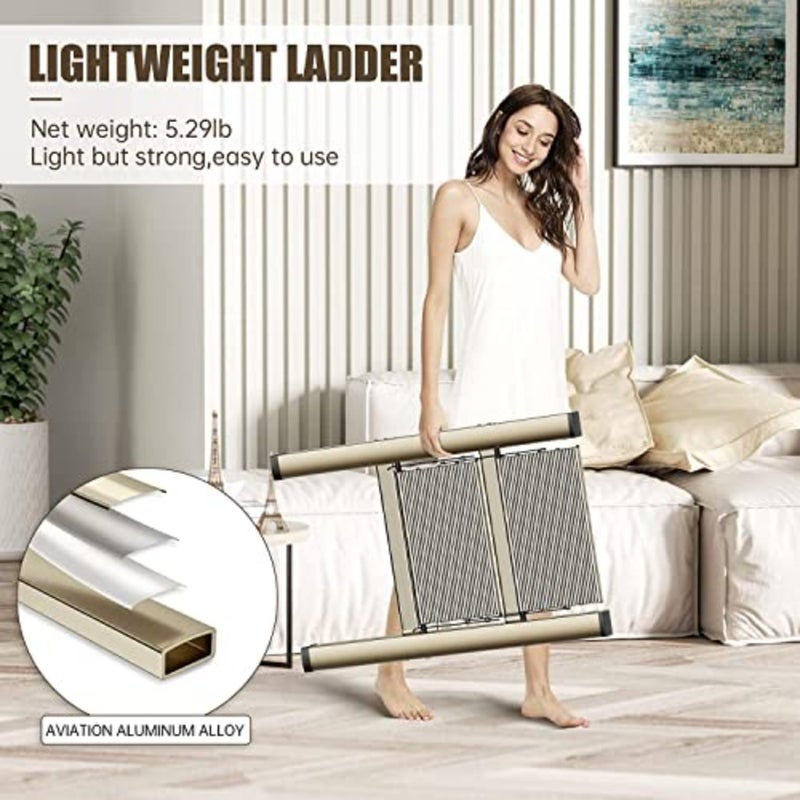 2 Step Ladder for Home and Kitchen Use: Aluminum Folding Step Stool with Anti-Slip Wide Pedal, Lightweight Portable Space-Saving Design - Image 2