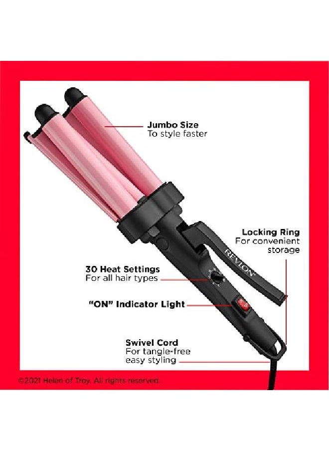 Revlon - 3 Barrel Jumbo Hair Waver Pink - Image 1