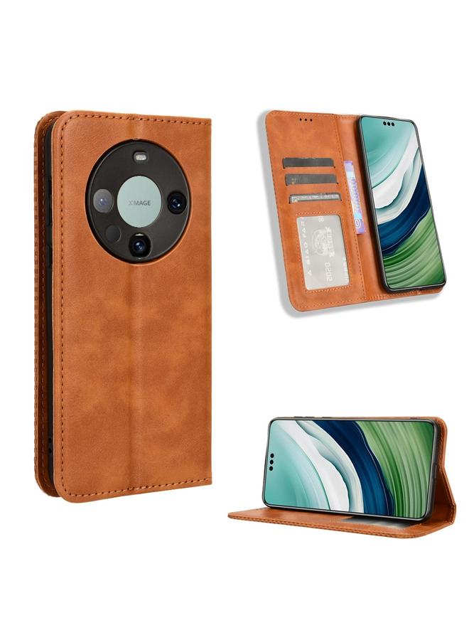 S-TOP Case For Huawei Mate 60 Pro 5G Magnetic Buckle Retro Texture Leather Phone Case - Image 1