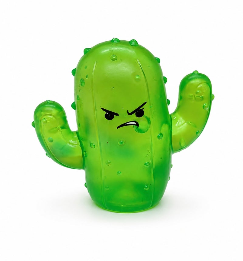 O2. لعبة سكويشي Mokilu Angry Cactus باللون الأخضر، لعبة ضغط على شكل صبّار غاضب، لعبة فيدجت ناعمة من Maltose Gel لتخفيف التوتر والهدايا للأطفال من عمر 3 سنوات - Image 1