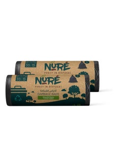 Nure Nure- Bio-Degradable Purity In Disposal Garbage Bag,55 Gallons,15 Pcs, 80cmx110cm,Pack of 2  - Image 1