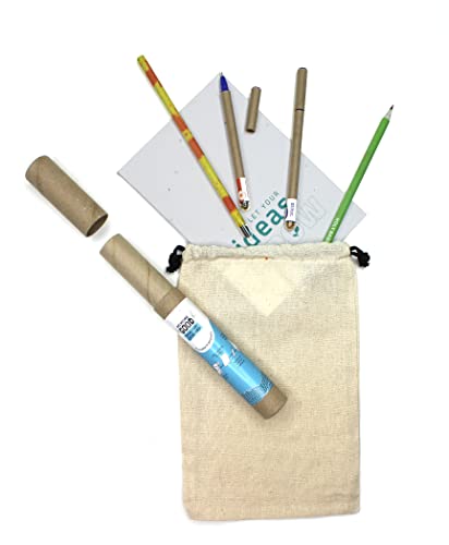 bioQ Plantable Stationery Combo| 2 Seed Pen+2 Seed Pencil in a Box+1 Hand-Made Seed-Paper Notepad,Eco Friendly Cotton Bag Packaging,Grow Plants from Notepads Pens & Pencils (Pack of 1),Ink Color-Blue - Image 4