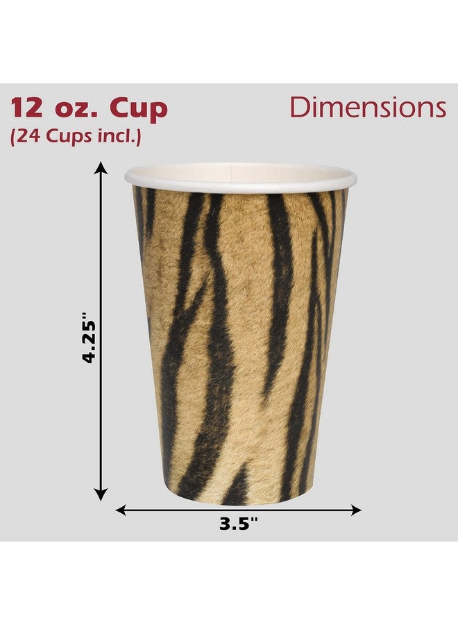 Havercamp 24 Jungle Safari Tiger Cups 12oz, Heavyweight Paper Cups with Big Cat Design, Perfect for Tiger Birthday Party Supplies - Image 3