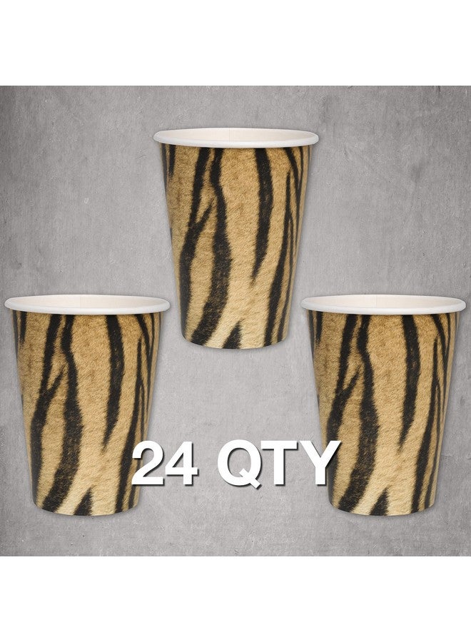Havercamp 24 Jungle Safari Tiger Cups 12oz, Heavyweight Paper Cups with Big Cat Design, Perfect for Tiger Birthday Party Supplies - Image 2