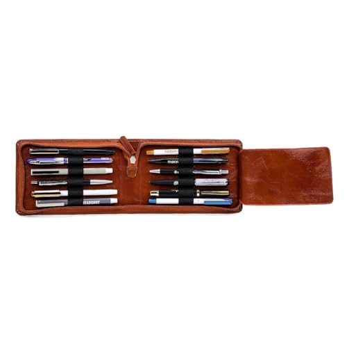 essart Collection Pen Storage Case Fountain Pen Pouch, 12 Slots Faux Leather Pen Storage Pouch, Luxury Pen,Pen Storage, Zipper Pen Pouch Holder, Handmade Gift Colour Brown (PNC-07-H-Brown) - Image 2