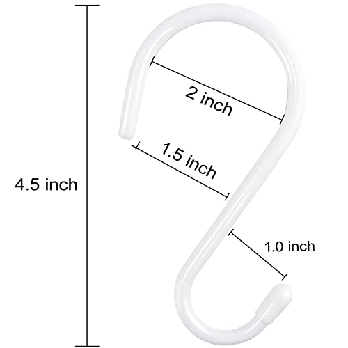 HiGift 18 Pack White Vinyl Coated Metal S Hooks, 4.5 inch Heavy Duty, Non Slip Rust-Free for Hanging Clothes, Plants, Pots, Towels - Image 3
