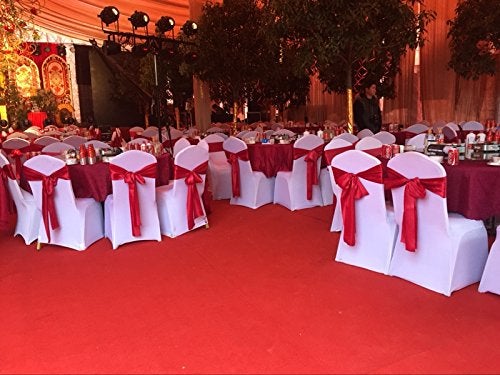 iEventStar iEventStar Satin Chair Sashes Christmas Chair Decoration Chair Bow Bows Chair Tie Back Wedding Banquet Party (10  Red)  - Image 5