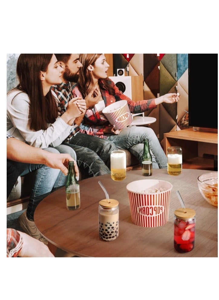 Glass cups Glasses with Bamboo Lids and Glass Straw 4pcs Set - Image 4