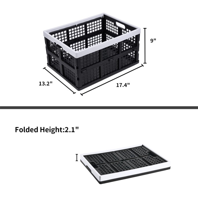 Aebeky 3-Pack Plastic Collapsible Storage Crates-30L,Foldable Plastic Crates for Storage (Black+Gray) - Image 3