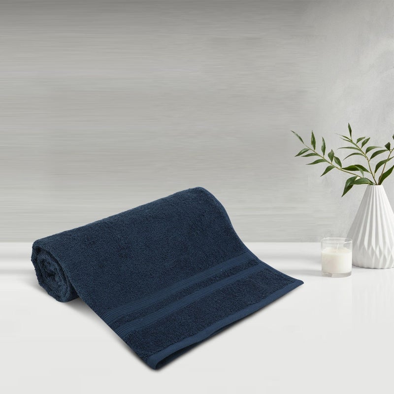 LUSH & BEYOND Navy Blue Cotton 500 GSM Solid Bath Towel - Image 1
