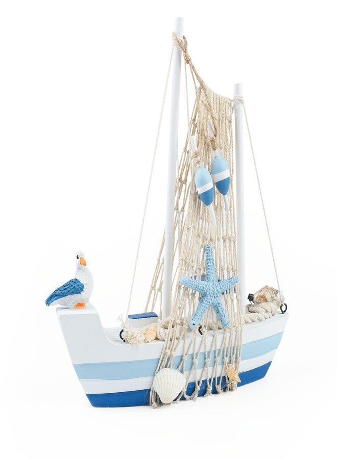 Meching Mini Sailboat Model Decoration 2 PCS Wooden Sailing Boat Home Decor Set Nautical Decoration Sailing Boat Ornaments Sailboat Models for Bedroom Office Bathroom Desktop Decoration(Navy Blue) - Image 1