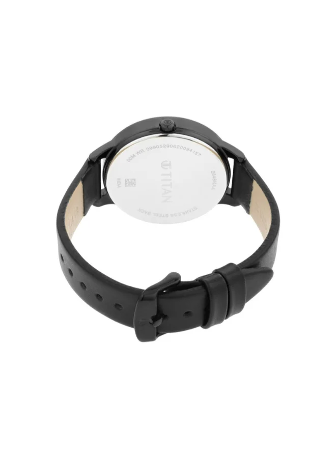 تيتان Women Analog Round Shape Leather Wrist Watch - 2648NL01 - 43 Mm