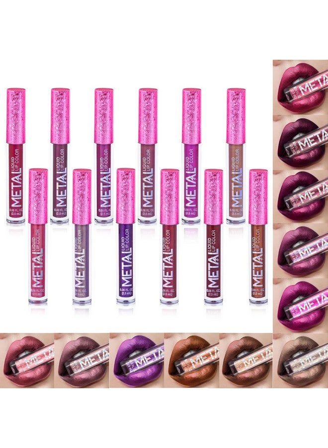 فانتوم سكاي مجموعة أحمر الشفاه السائل اللامع المعدني طويل الأمد من فانتوم سكاي، 12 قطعة، مجموعة أحمر شفاه لامع مقاوم للماء، مكياج شفاه ملون للنساء والفتيات - Image 1