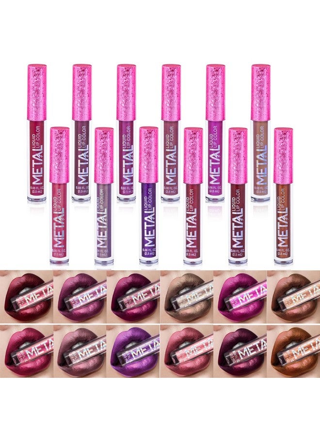 فانتوم سكاي مجموعة أحمر الشفاه السائل اللامع المعدني طويل الأمد من فانتوم سكاي، 12 قطعة، مجموعة أحمر شفاه لامع مقاوم للماء، مكياج شفاه ملون للنساء والفتيات - Image 2