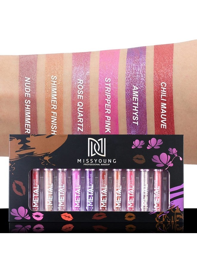 فانتوم سكاي مجموعة أحمر الشفاه السائل اللامع المعدني طويل الأمد من فانتوم سكاي، 12 قطعة، مجموعة أحمر شفاه لامع مقاوم للماء، مكياج شفاه ملون للنساء والفتيات - Image 3