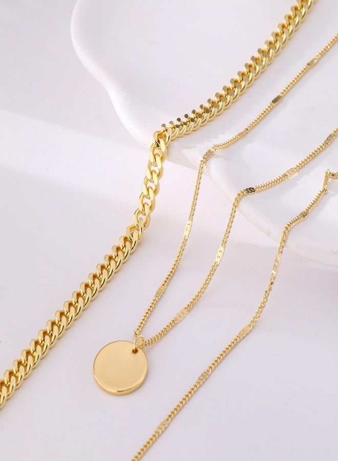 Kyerlyn layered gold necklaces for women，Stackable Simple 14K Real Gold Plated Chain Necklace Layering Fashion Circle Coin Pendant Necklaces Trendy gold Jewelry for women trendy Set Gifts - Image 4